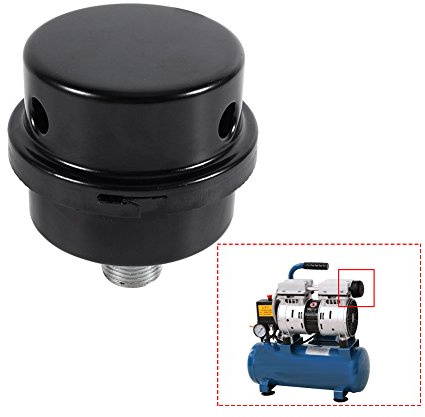 Black Metal Luftkompressor Ansaugfilter Schalldämpfer Gewinde 3/8 16 MM Gewindeanschluss für ölfreie Luftkompressor Luftfilter Zubehör Werkzeug