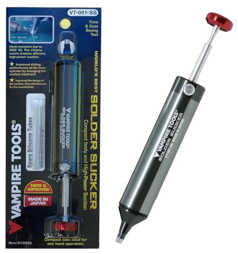 VAMPLIERS Premium Solder Sucker Made in Japan Heavy Duty Desoldering Pump High Power Vacuum Suction SS-03