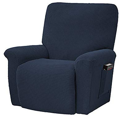 GEBIN Jacquard Sesselbezug, Sesselschoner, Stretchhusse Für Relaxsessel Komplett, Elastisch Bezug Für Fernsehsessel Liege Sessel (Navy Blue)