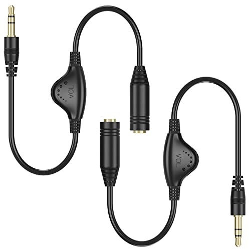 Cavi di prolunga audio stereo, PChero 2pezzi da 3,5 mm Cavi di prolunga per cuffie da maschio a femmina con controllo del volume per telefono PC portatile, altoparlante - 30cm