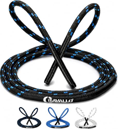 Cravallo® Hopprep I 3 meter Fatburner Speed Jumping rep I professionell skipping rep för vuxna, perfekt för boxning, uthållighetssporter, MMA, HIIT i svart, blått och vitt (3,00 m, svart)