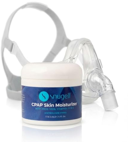 Snugell CPAP Skin Moisturizer Daily Face Cream – 4 Fl. Oz. Each – Aloe Vera, Vitamin A & E – Petroleum-Free Formula – Hydrates & Softens Skin (4 FL Oz Pack of 1)