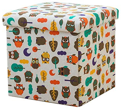 NMDCDH Aufbewahrungshocker Klappbare Sortierbox Sitzhocker Hocker Ottoman Fußhocker Multifunktion (Farbe : Eule)