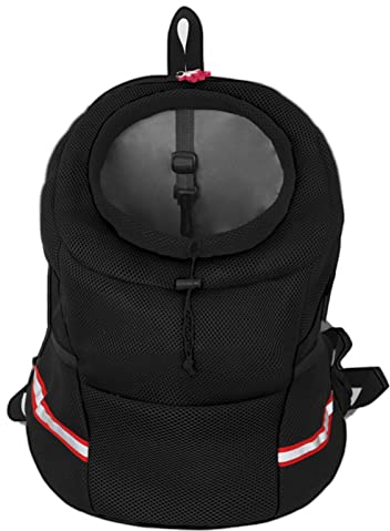 YCDZSW Katzen Hunde Rucksack Haustier vorne Brust Rucksäcke mit Komfortabel atmungsaktivem Head-Out-Design für Outdoor-Reisen/Radfahren/Wandern (L(3-4.5kg),Schwarz)