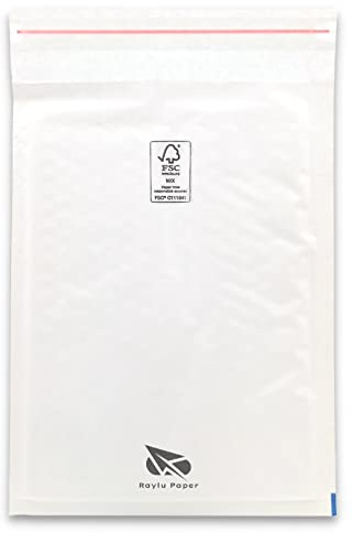 RAYLU PAPER – 10 Stück Gepolsterte Versandtaschen Weiß selbstklebende Luftpolsterumschläge Recycelbare Luftpolstertaschen für Dokumente und Warensendungen (270 x 360 mm)