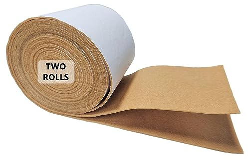 Jtnohx Filz Selbstklebend Filzrolle 10cmx2.5m Filzband Braun Filzstoff | 2 Rollen Selbstklebend Weich Filzstreifen Rückseite Kleber Filzgleiter für Basteln Bilderrahmen Möbel 1.4 mm dick(Braun)
