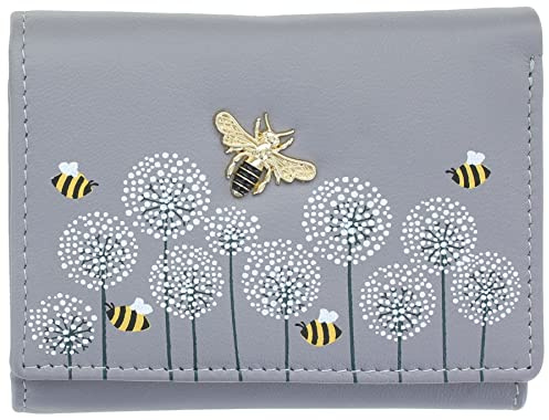 Mala Leather Moonflower Collection Small Leather Purse RFID Blocking 3552_56 Grey