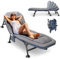 PERRTWDLF 2023 Garden Sun Loungers - Reclining Garden Chairs, Fishing Bedchair, Carp Fishing Chair with Side Pocket and Mattress, Adjustable 5 Gears Portable Sunloungers Patio Beach Pool, Gray