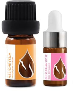 2er Set Luxus Bio-Ätherische Öle | Helichrysum (5 ml), Rose (3 ml) | 100 % rein und natürlich | Unverdünnt | Therapeutische Qualität | Familienbetrieb | Wasserdampfdestilliert | 2 Stück