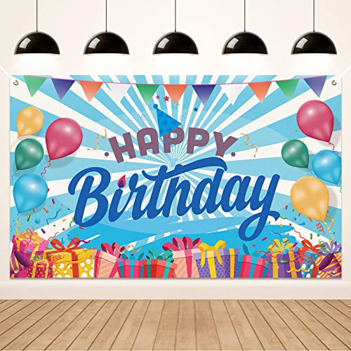 Koliphy Decorazioni Compleannoi Striscione, Bambini Blu Buon Compleanno Decorazione Striscione per Ragazzi E Ragazze, Tessuto Compleanno Decorazioni Striscione per Interni e Esterni