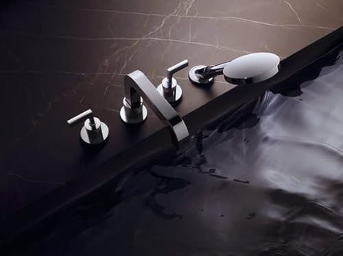 hansgrohe AXOR Citterio 4-Loch Wannenrandarmatur mit Hebelgriffen, 39446330, Farbe: Polished Black Chrome