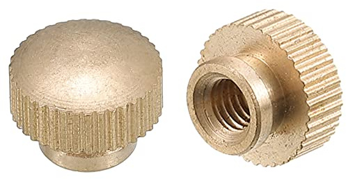sourcing map Knurled Thumb Nuts, 10pcs M5 x D12mm x H9mm Brass Knurled Nut with Collar High Head Blind Hole Knurled Thumb Nuts for 3D Printer Parts