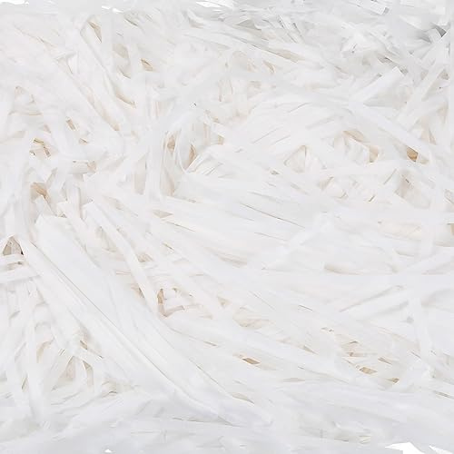 100g Shredded Tissue Paper, GLADFRESIT Shredded Paper for Gift Box Filling - Gift Decorations for Valentine's Day Christmas Birthday (White)