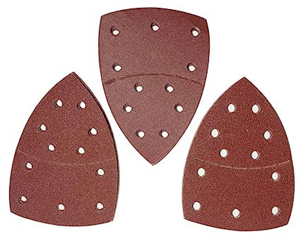 Warmhm 60pcs Self-Adhesive Sanding Discs for Triangle Sander Hook Loop Sandpaper Grit Each Durable Abrasive Tools for Polishing