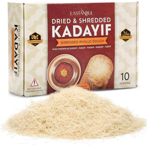 Eastanbul Kadayif Engelshaar Teigfäden für Dubai Schokolade, 500g | Kadayif Teigfäden, Ideal für Dubai Schokolade, Kunafa und Knafeh, Tel Kadayif