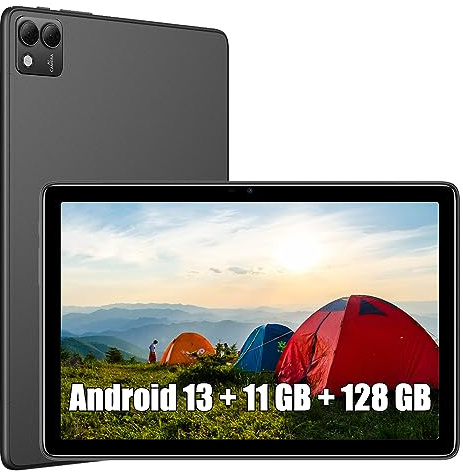 DOOGEE T10S Tablet (2023), 11GB RAM + 128GB ROM (TF 1TB) Octa-Core, Akku 6600mAh, 10.1 Pollici TÜV SÜD, Dual 4G LTE/SIM, Kamera 8MP + 5MP, Android 13, GPS Gesichts-ID OTG Widevine L1 Schwarz
