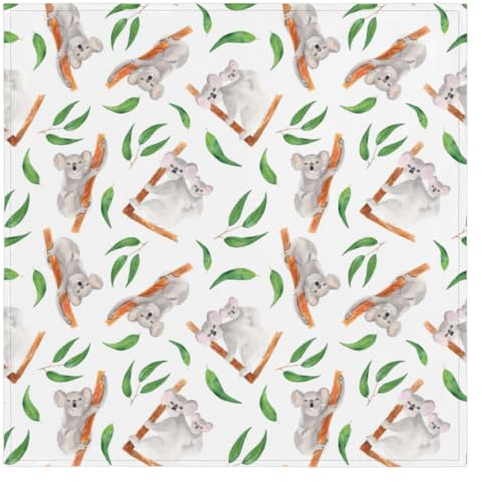 Personalisierte Koala-Stoffservietten, 50,8 x 50,8 cm, Dekoration, Tischservietten, 4 Stück, waschbar, Polyester, Dinnerservietten, langlebig, quadratisch, Stoffserviette für Zuhause, Küche,