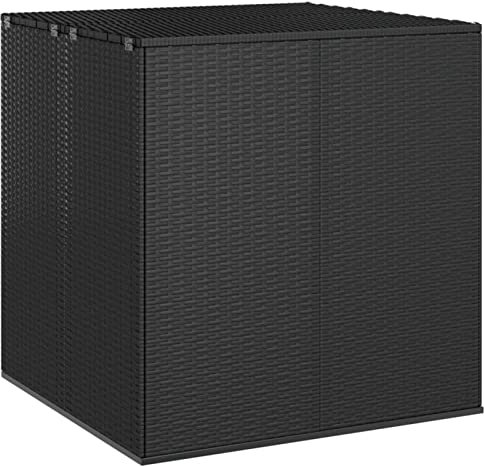 Homgoday Garten Kissenbox Gartenbox Auflagenbox Kissenbox Gartentruhe Truhe Aufbewahrungsbox Viel Stauraum Gartenkiste Kissentruhe mit Deckel PE Rattan 100x97,5x104 cm Schwarz