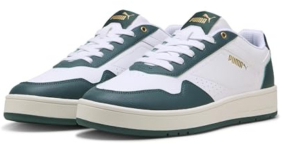 Puma - Court Classic, Zapatillas Unisexo, Puma White-Dark Myrtle-Puma Gold,
