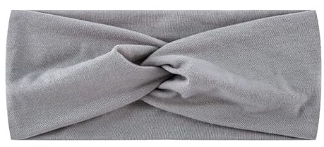 PTNKUIIY 5 fasce per capelli da donna, tinta unita, larghe, per donne, per allenamento, yoga, per capelli, da donna, in morbido cotone, colore: grigio chiaro