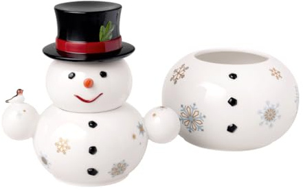 Villeroy & Boch – Christmas Toys Memory kexburkar av premiumporslin, 3 st., stapelbara, i form av en snögubbe, 20,5 x 18 x 31 cm, flerfärgade