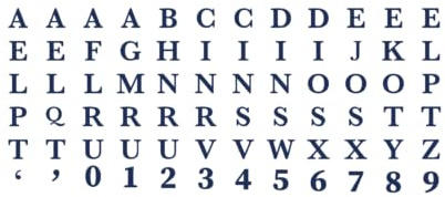 Tattwo.me – Temporäre Tattoos für Erwachsene und Kinder, hält 2 Wochen, wasserfest – Buchstaben des Alphabets zum Ausschneiden – Pflanzliche Tinte – EU-Kosmetik-Zertifikat – (G0002)