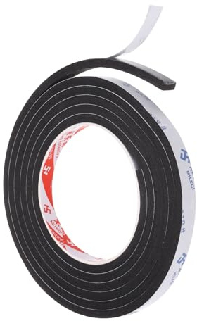 PATIKIL 2m/6.6ft Ruban en mousse d'étanchéité, 1cm de large 5mm d'épaisseur Bande d'étanchéité simple face pour l'isolation de fenêtres et de portes, noir