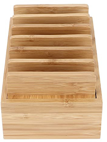 Naroote Charging Station Organizer, Device Organizer Laptop Charging Station Wood Cell Phone Dock, Portable Phone Holder, Tablet Storage Box, Cell Phone Dock Storage Box with No Fading