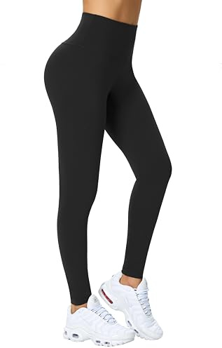 Enjoyoga Leggings Damen High Waist [mit Innentasche] -Blickdicht Sporthose Laufhose für Sport Yoga Gym -03(S-M, Schwarz)