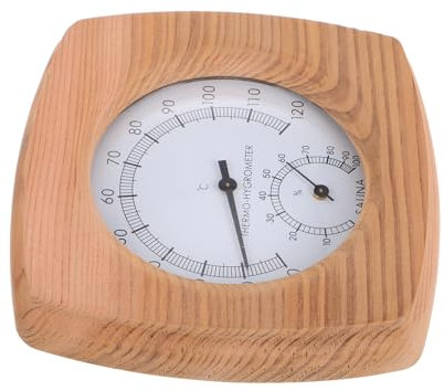 IWOWHERO Termometro Igrometro da Sauna Legno di Cipresso Strumento di Misura per Temperatura e umidità Montaggio Parete per Ambienti Interni Accessorio Essenziale per Benessere e Relax