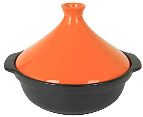 Cast Iron Moroccan Tagine Pot, Moroccan Tagine Pot, Mini Tagine Cooking Casserole Pot, Ceramic Casserole Pot, Tagine Cooker Slow Cooker for Cooking and Stew,Orange-Big