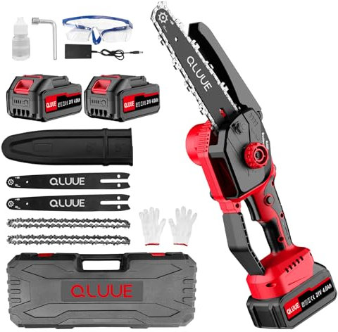 Mini Akku Kettensäge, 8000mAh, 8 Zoll Mini Kettensäge mit 1150-W-Motor und Sicherheitsverriegelung und mehreren Zubehörteilen, ideale Handkettensäge für Gartenarbeiten,Äste, Holzschneiden,MC2-2