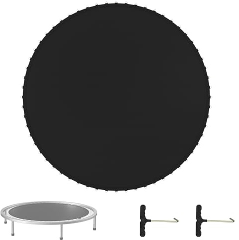 Froadp studsmatta Ø 264 cm UV-resistent hoppmatta reservdel med 60 öljetter och 2 fjäderspännare för Ø 304 cm | 10 fot studsmatta för trädgård och utomhus, svart