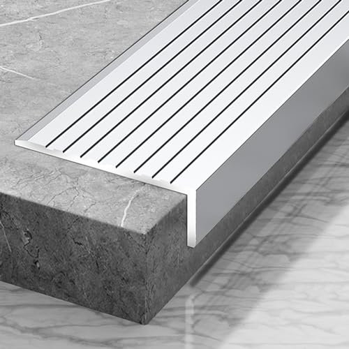 SBCGFY 3 Zoll breite Treppenkantenverkleidung aus Aluminium, rutschfeste Trittkappen für Dachbodentreppen im Innen- und Außenbereich für Scheunentor-Bootssch(6 B 7,5 cm L 140 cm/55 Zoll)