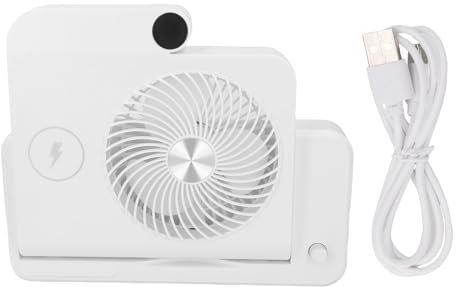 Ventilador de escritorio, 100 velocidades ventilador personal con estación de carga inalámbrica ultra silenciosa mini ventilador de viajes plegable ventilador de mesa de montaje (Blanco)