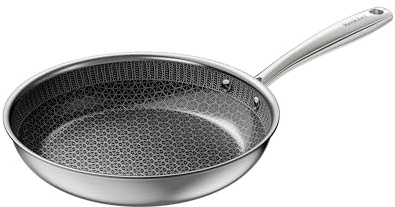 Redchef Non Stick Egg Pan,24cm Ceramic Hybrid Frying/Omelette Pan,Tri-Ply Stainless Steel Skillet,Non Toxic,PFAS PFOA & PTFE Free, Dishwasher & Oven Safe,Suitable for Induction Hobs,9.5(Black)