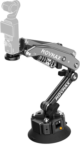 Solar-Powered Electronic Suction Cup car Mount,Movmax Blade arm for Osmo Pocket 3,Auto-Suction Cups Camera Mount,with 1/4 Universal Locking Screw,for Pocket 3,Vlogging&Action Camera(New Updates)