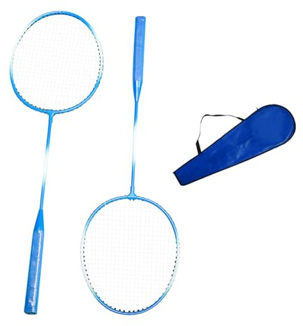 Racchetta da badminton professionale, con in acciaio, mazza con impugnatura a mano, kit per gioco di badminton per 2 giocatori, attrezzatura per allenamento professionale, set per sport