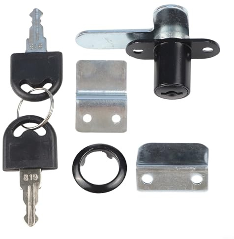 Zilimontt Zinc Alloy 17mm/19mm Double Door Lock with 7-Shaped Key for Filing Cabinet Mailbox Metal Cabinet and Furniture Security(16mm Black)