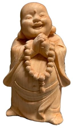 FYDCYHM Estatua De Madera Maitreya, Tallado En Madera Hecho A Mano, Decoración, Boj, Decoración Vintage, Decoración De Escritorio, Sala De Estar, Dormitorio, Oficina, Hogar, Feng Shui, Escultura