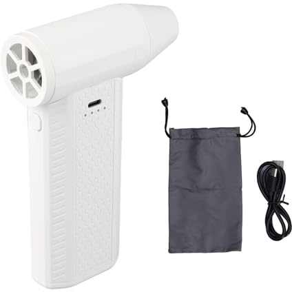 Soplador seco eléctrico con chorro de polvo, 4 velocidades del viento, 130000RPM, 180W, 4000mAh, Motor sin escobillas, plumero de aire comprimido, ventilador Turbo (Blanco)