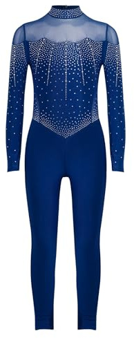 Monduelle Mädchen Turnanzug Glitzer Gymnastikanzug Kinder Ganzkörper Trikotanzug Langarm Ballettanzug Eiskunstlauf Body Overall Jumpsuit