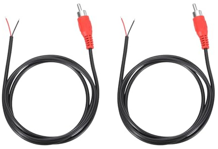 sourcing map 3.3FT RCA to Bare Wire Speaker Cable, 22AWG Replacement Red RCA Male Plug to Open End Pigtail Audio Cable Connector Adapter for Amplifier, Home Audio Speakers, Pack of 2