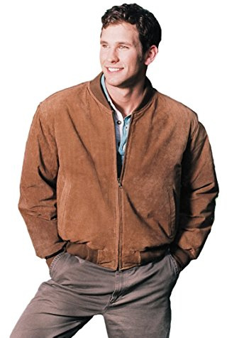 REED EST. 1950 Men’s Luxury Suede Leather Baseball Jacket – Premium Soft Suede with Smooth Interior Lining (XL, Camel)