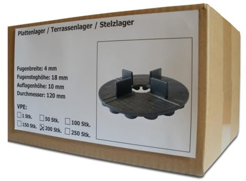 Sanpro Gummi Plattenlager/Terrassenlager mit Fugenkreuz 4/18 mm, Anzahl 200 Stück (Pack à 200 Stück)
