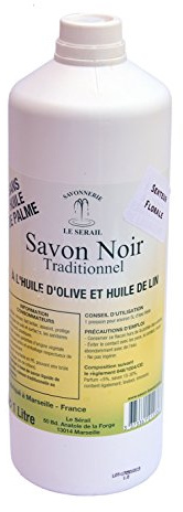 Savon Noir Liquide ménager naturel et bio à base d’huile de lin et d’olive 1 litre - Véritable savon noir liquide à base de vrai savon de Marseille - Savonnerie artisanale et traditionnelle Le Serail à Marseille depuis 1949