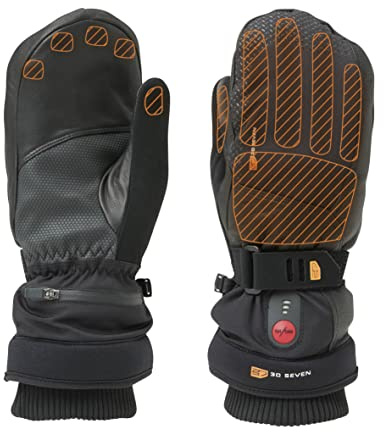 30seven Beheizte Sportfäustlinge, elektronische Heizhandschuhe zum Ski- / Snowboardfahren, wasserfeste & Winddichte Outdoor-Bekleidung, für Damen & Herren, schwarz, 10-L