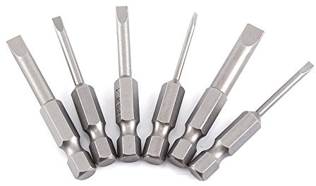 6pcs 50mm 2.0-6.0mm Tête plate embout fendue embouts de tournevis ensemble alliage magnétique 0,25hexagonale fendue tournevis embouts
