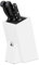 Relaxdays Knife Block with Bristle Insert, Empty Kitchen Rack for 6 Knives, Bamboo Stand, HWD 25x11x17 cm, White
