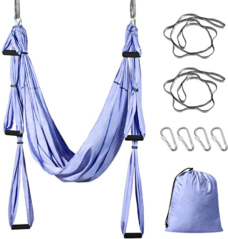 Sotech - Anti-Gravity Schaukel, Yoga-Hängematte, Light Purple, Daisy Chain 1,2 Meter, Maße: 250 x 150 cm, Maße zusammengeklappt: 26 x 24 x 11 cm